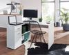 Design Eckschreibtisch mit Regal Weiß 120 x 75,5 x 106,5 cm, Moderner Büro-Schreibtisch, Computer-Tisch Arbeitszimmer, Winkelschreibtisch Home Office Bild 3