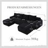 4-Sitzer-Sofa aus Cord 333x174x80 cm mit Cupholder & Seitentasche, schwarz Bild 4