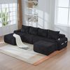 4-Sitzer-Sofa aus Cord 333x174x80 cm mit Cupholder & Seitentasche, schwarz Bild 1