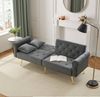 2-Sitzer Schlafsofa Samt Antik Grau, 173x75x70 cm, verstellbare Rückenlehne Bild 3