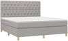 Boxspringbett mit Matratze & LED Stoff Hellgrau 160x200 cm Bild 3