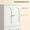 HOMCOM Mehrzweckschrank Buffetschrank mit 2 verstellbaren Regalböden 4 gewölbten Türen (Hochschrank, 1-St, Küchenschrank) für Wohnzimmer, Weiß, 60 x 30 x 110 cm Bild 4