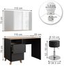 Schminktisch Karen Anthrazit/Artisan 110 cm mit Hocker und LED-Lichterkette Vicco Bild 2