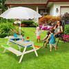 Relaxdays Weiße Kindersitzgruppe Holz mit Schirm Bild 3