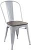 2er-Set Stuhl HWC-A73 inkl. Holz-Sitzfläche, Bistrostuhl Stapelstuhl, Metall Industriedesign stapelbar ~ grau Bild 3