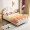 Greenstone Polsterbett mit Blumenförmigem Kopfteil, mit Lattenrost, Samt beige, 140x200 cm Bild 3