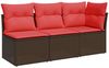 vidaXL Gartensofa mit Kissen 3-Sitzer Braun Poly Rattan 366241 Bild 2