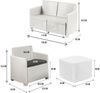 Dmora Outdoor-Lounge-Set Amer, Gartenkomposition mit 2 Sesseln, 1 Sofa und 1 Aufbewahrungstisch, Rattan-Effekt mit Kissen, 100 % Made in Italy, Weiß Bild 3