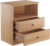 Hohe Nachtkonsole Buche mit zwei Schubladen und offenes Fach Bild 4
