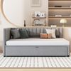 Schlafsofa, Samt mit Ausziehbett & Lattenrost, 90x200 cm, grau Bild 4