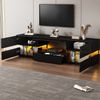Moderner TV-Schrank 160x39x45 cm, Hochglanz Schwarz mit LED-Beleuchtung, 2 Türen & Schublade Bild 2