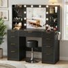 HOMALL Schminktisch Mit dreifarbiger LED-Beleuchtung, mit Spiegel, optional mit Hockern (Maße: 110 x 40 x 137 cm, mit 10 kugelförmigen Lampen, deren Helligkeit und Farbtemperatur einstellbar sind, sowie einer Schublade. Ausgestattet mit 1 USB-Anschluss... Bild 3