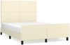 Doppelbett, Polsterbett mit Kopfteil Kunstleder Creme 140x190 cm Bild 2