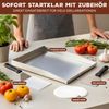 Plancha-Set aus Edelstahl, ca. 30 x 4 x 40 cm (B/H/T) Bild 3
