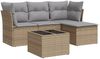 vidaXL 5-tlg. Garten-Sofagarnitur mit Kissen Beige Poly Rattan 3249388 Bild 2