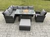 Fimous Outdoor Gartenmöbel-Set Hoher Rücken Ecksofa Gas Feuertisch Sets mit Sesseln Großer Fußhocker 8 Sitzer Dunkelgrau gemischt Bild 2