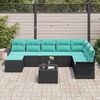 vidaXL Gartensofa-set mit Kissen 9 pcs Schwarz Poly-Rattan 3345496 Bild 3