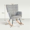 Schaukelstuhl 71x98x101 cm, Kord-Polster mit Tufting, Holzkufen, Hellgrau Bild 3