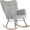 Schaukelstuhl 71x98x101 cm, Kord-Polster mit Tufting, Holzkufen, Hellgrau Bild 2