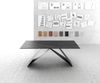 Esstisch Edge 200x100cm Keramik Laminam®Noir Desir Braun V-Mittelfuß Schwarz Bild 2