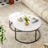 2er-Set Couchtisch aus MDF mit Marmordesign & Metallrahmen, nestbar, 70x70x45 cm + 45x45x37 cm Bild 4