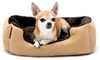 lionto Hundebett mit Wendekissen und Rutschfester Unterseite, Robustes Heimtierkissen mit tiefem Einstieg für Hunde und Katzen jeden Alters, 50x37 cm, kuscheliges Hundekissen, beige/braun Bild 4
