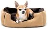 lionto Hundebett mit Wendekissen und Rutschfester Unterseite, Robustes Heimtierkissen mit tiefem Einstieg für Hunde und Katzen jeden Alters, 50x37 cm, kuscheliges Hundekissen, beige/braun Bild 5