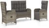 vidaXL 3-tlg. Garten-Essgruppe mit Kissen Grau Poly Rattan 3185092 Bild 2