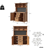 Merax Küchenschrank, buffetschrank, Gartenschrank Holz, Garten Werkzeugschrank aus massivem Tannenholz, mit 3 Schubladen, 3 Fächern, Metall-Lochwand und verstellbaren Regalböden, für Terrasse, Balkon Bild 4