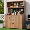 Merax Küchenschrank, buffetschrank, Gartenschrank Holz, Garten Werkzeugschrank aus massivem Tannenholz, mit 3 Schubladen, 3 Fächern, Metall-Lochwand und verstellbaren Regalböden, für Terrasse, Balkon Bild 2