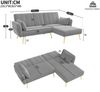 Ecksofa, Samt mit Schlaffunktion & verstellbarer Rückenlehne, 191,5x130,5x80 cm, Grau Bild 3