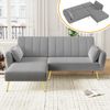 Ecksofa, Samt mit Schlaffunktion & verstellbarer Rückenlehne, 191,5x130,5x80 cm, Grau Bild 2