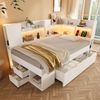 Merax Einzelbett, Tagesbett, 90x200 cm Jugendbett, Funktionsbett mit LED-Beleuchtung aus Holzwerkstoff mit USB & Typ-C Ladestation, Weiß Bild 3