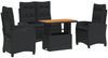 vidaXL 4-tlg. Garten-Essgruppe mit Kissen Schwarz Poly Rattan 3277395 Bild 2