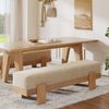 Tribesigns Schuhbank 140 cm gepolsterte Eingangsbank, Landhaus-schmale Sitzbank (Betthocker mit stoffgepolstertem Sitz und MDF-Gestell, für Schlafzimmer, Eingangsbereich, Wohnzimmer, Beige & Eiche) Bild 4