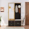 Flurschrank 100x38x180 cm mit Spiegel und Schuhbank Bild 4