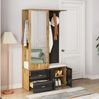 Flurschrank 100x38x180 cm mit Spiegel und Schuhbank Bild 2