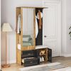 Flurschrank 100x38x180 cm mit Spiegel und Schuhbank Bild 2