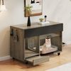 Katzenstreukasten-Schrank mit versteckter Katzentoilette, multifunktionaler Aufbewahrungsschublade, Sandablass-Schublade,Eichefarbe Bild 3