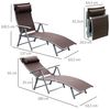 Outsunny Gartenliege Garten Metall Stoff 137 x 63,5 x 100,5 cm, Liegestuhl mit 7-Fach verstellbare Rückenlehne, 1 St, Strandliege mit Kopfkissen, Klappbar, mit Kopfkissen, 7-fach verstellbare Rückenlehne Bild 2