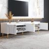 TV-Schrank 170x35x47,5 cm, weiß, mit 3D-Türdesign, goldenen Griffen und Metallfüßen Bild 2