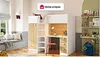 Vente-unique - CINAMO Bett Holz, Platte BeigeWeiß - B 120,8 cm x H 162,3 cm x L 196 cm Bild 2