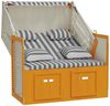 vidaXL Strandkorb mit Kissen Poly Rattan & Massivholz Weiß & Grau 318663 Bild 4