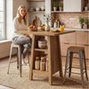 Tribesigns Bartisch 80 cm quadratischer Küchentisch mit Stauraum, 3-stufiger Stehtisch (kleiner Landhaus-Kaffeetisch aus Holz, Kücheninsel) Bild 3