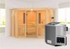 Karibu Sauna Asta mit Dachkranz + 9kW BIO-Kombiofen mit ext. Steuerung Easy Bild 1