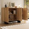Flieks Sideboard mit geometrischer Strukturfront und verstellbaren Einlegeböden (1 St, 105 x 33,5 x 76 cm), französisches Mehrzweckschrank Wohnzimmerschrank Holzoptik Natur Bild 2