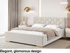 MEBLINI Polsterbett 160x200 ohne Lattenrost ohne Matratze – VERSAL – Creme Samt – Doppelbett ohne Bettkasten - Stauraumbett - Kopfteil Bett ohne Stauraum Bild 3