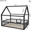 Merax Doppelbett, Metallbett, 140 x 200 cm, Eisenbett, Kinderbett, Ohne Matratze, Brüstung, Schwarz Bild 4