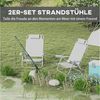 Outsunny Campingstuhl Gartenstuhl mit 6-fach verstellbarer Netzrückenlehne Kopfstütze (faltbar Anglerstuhl, 2 St), bis 120 kg für Garten Strand Hellgrau Bild 4