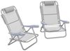 Outsunny Campingstuhl Gartenstuhl mit 6-fach verstellbarer Netzrückenlehne Kopfstütze (faltbar Anglerstuhl, 2 St), bis 120 kg für Garten Strand Hellgrau Bild 2